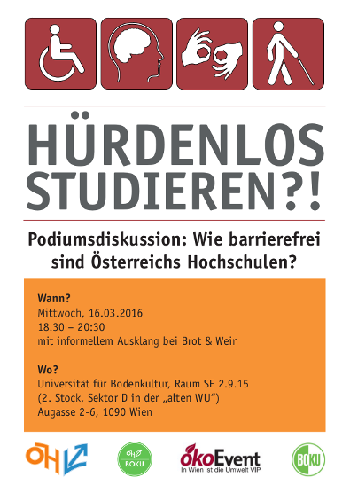 Flyer: Hürdenlos studieren?! Vorderseite