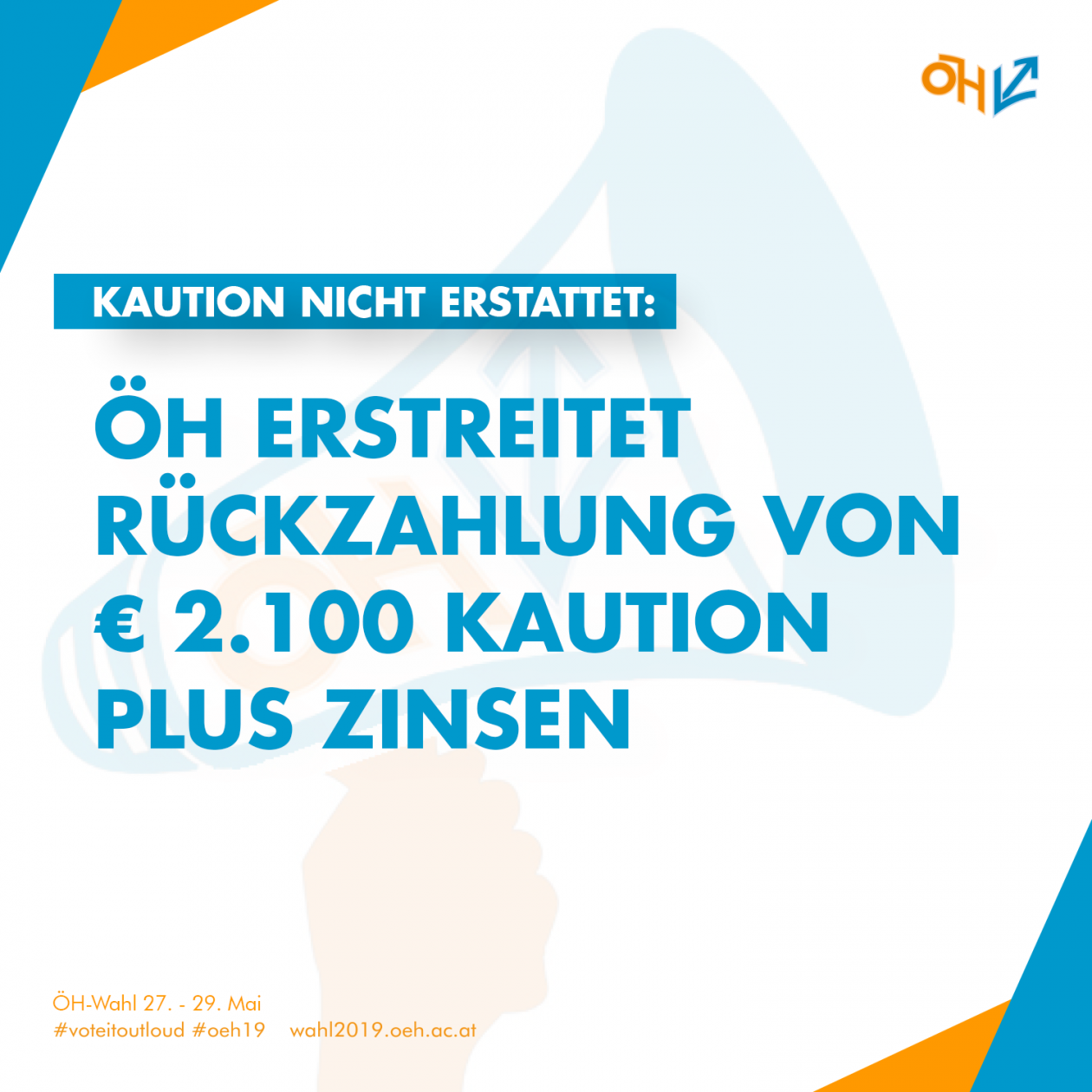 Kaution nicht erstattet: ÖH erstreitet die Rückzahlung von rund € 2.100 Kaution plus Zinsen in langjährigem Verfahren