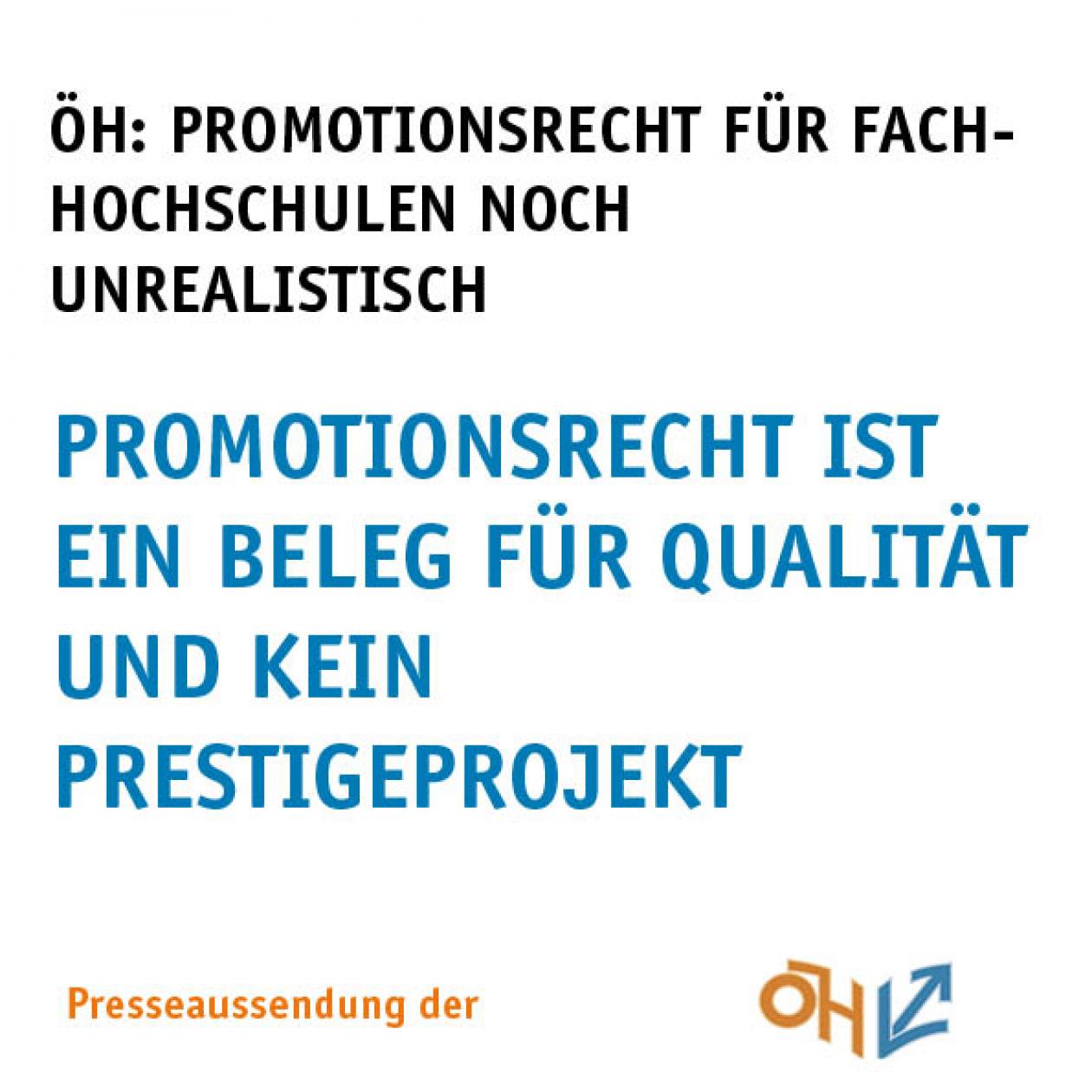 ÖH: Doktoratsstudium für Fachhochschulen noch unrealistisch