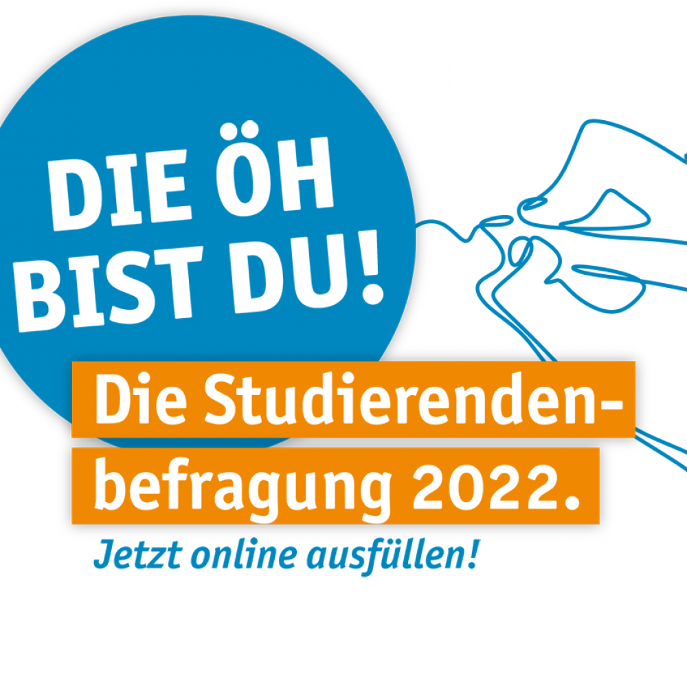 Bild mit Text: Die ÖH bist du! Die Studierendenbefragung 2022