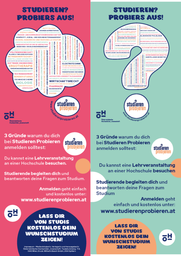 Studieren Probieren Flyer